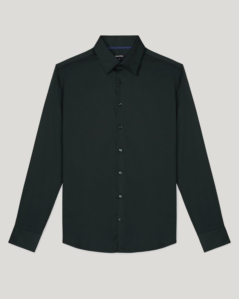 Dark Green Long Sleeve Regular Stretch Shirt